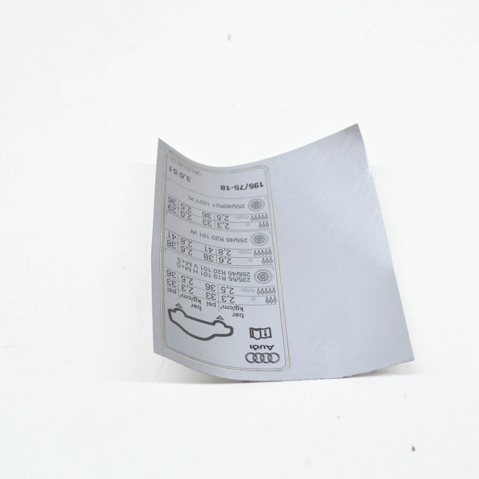 NEW AUDI Q5 8R TYRE PRESSURE DATA PLATE 8R0010502CA ORIGINAL