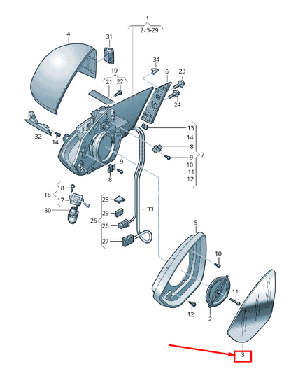 NEW AUDI E-TRON GE FRONT LEFT DOOR MIRROR GLASS 4KE857535G ORIGINAL