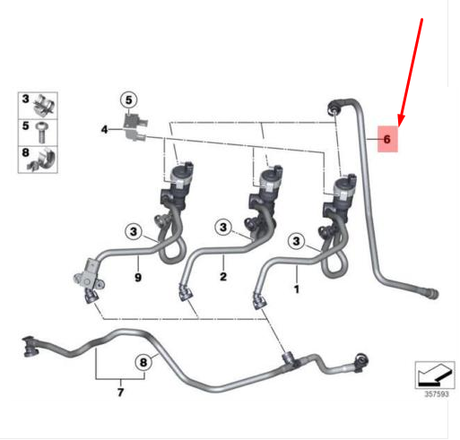 new bmw 5 f10 fuel tank breather line 13907636127 7636127 original