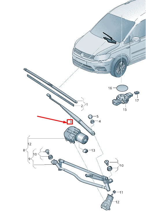 NEW VW CADDY IV SA MK6 FRONT RIGHT WIPER ARM RHD 2K2955410C