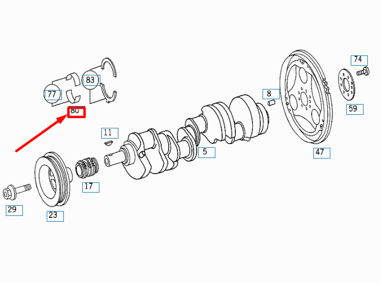 NEW MERCEDES-BENZ E W211 CRANKSHAFT BEARING HALF LOWER A112033190257 ORIGINAL