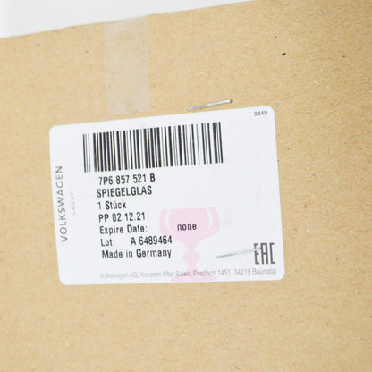 NEW VW TOUAREG 7P FRONT LEFT DOOR MIRROR GLASS 7P6857521B ORIGINAL
