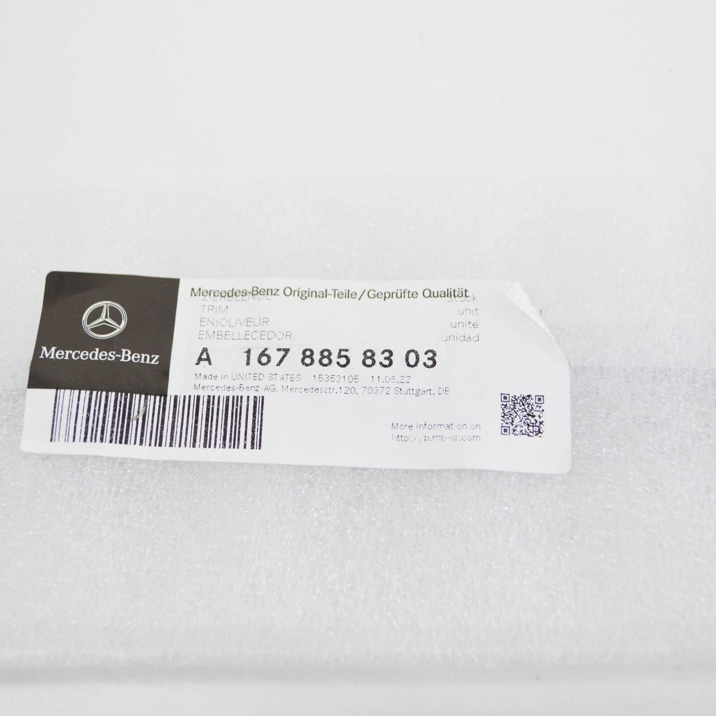 NEW MERCEDES-BENZ GLE W167 FRONT RIGHT BUMPER TRIM MOLDING A1678858303 ORIGINAL