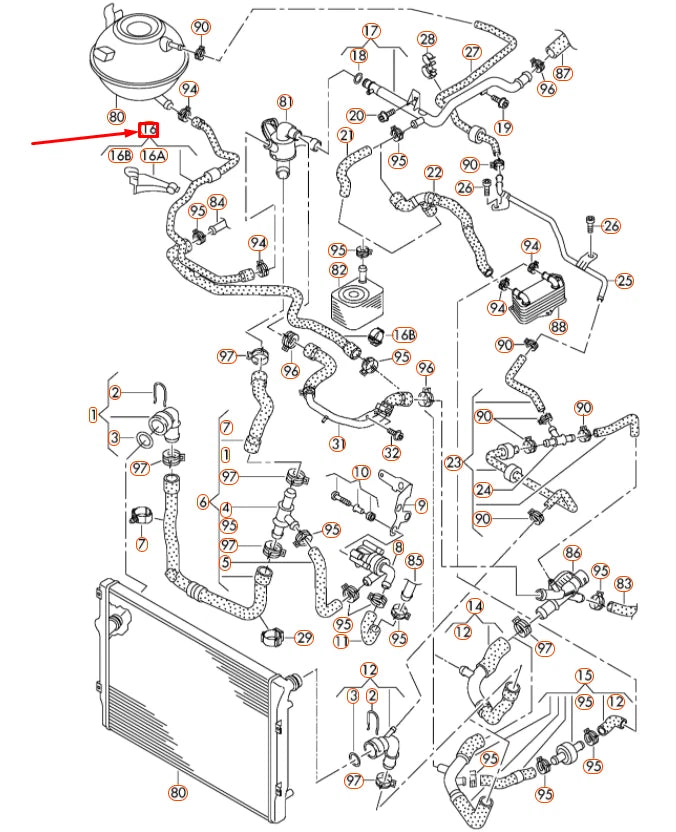 NEW VOLKSWAGEN TIGUAN 5N MK1 EXPANSION TANK COOLANT HOSE 5N0122109AA ORIGINAL