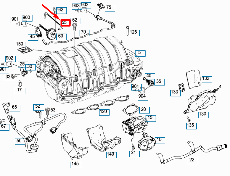 NEW MB ML W164 CHANGEOVER VALVE TO VACUUM BOX AIR LINE A1561400264 ORIGINAL