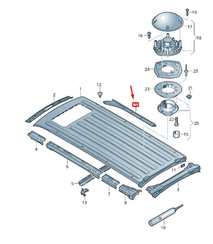 NEW VW TRANSPORTER VI T6 SLIDING DOOR LEFT GUIDE RAIL 7E0843693