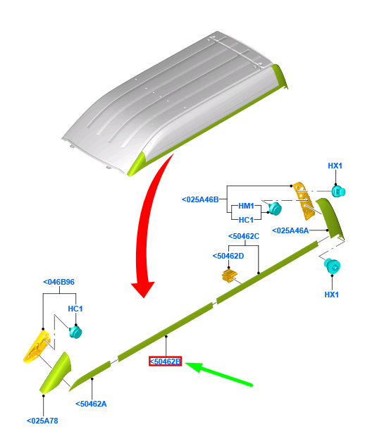 new ford tourneo custom roof panel right moulding 1859421 original