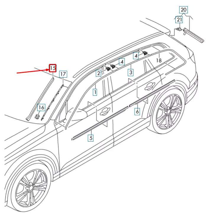 NEW AUDI Q7 4M FRONT RIGHT WINDSHIELD WATER DEFLECTOR TRIM 4M0854328B01C