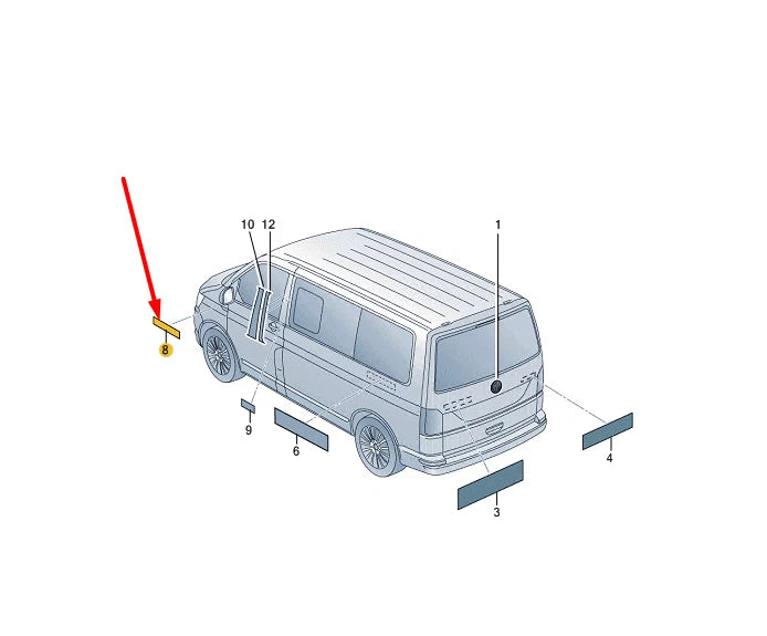 NEW VOLKSWAGEN TRANSPORTER T6 SGA SGH LEFT WING BADGE 7LA853675JDPJ ORIGINAL