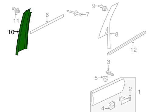 new volkswagen touareg 7p rear left door vertical trim 7p6839901c041 original