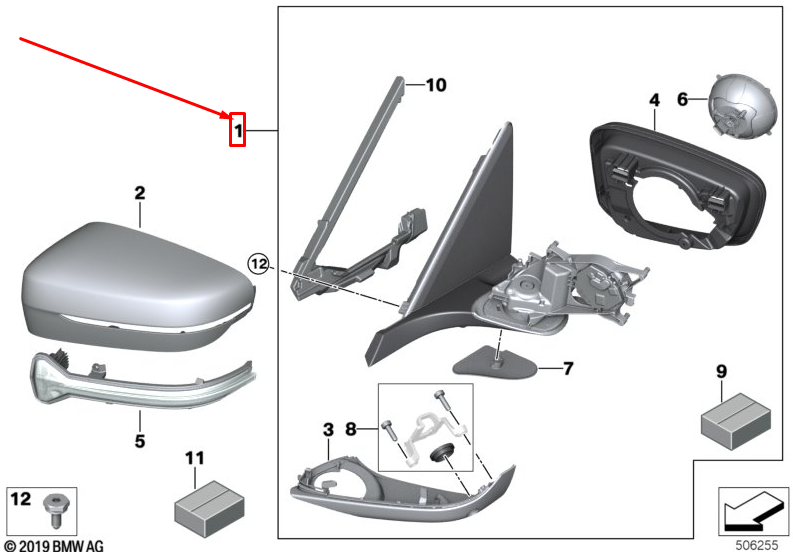 new bmw 7 g11 front right side wing mirror 51167437150 original