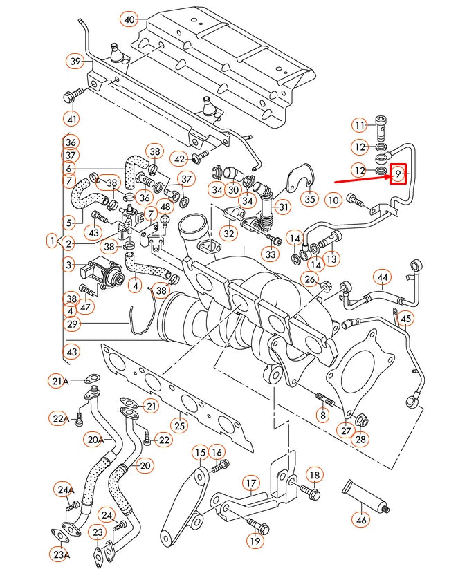 NEW AUDI A1 8X FEED OIL PIPE 06F145778G ORIGINAL