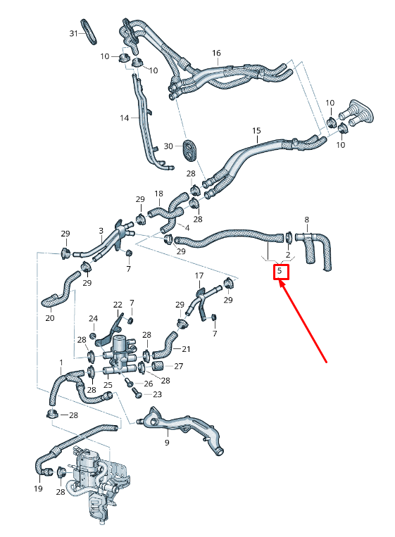 new audi q7 4m engine coolant hose 4m0265374s original