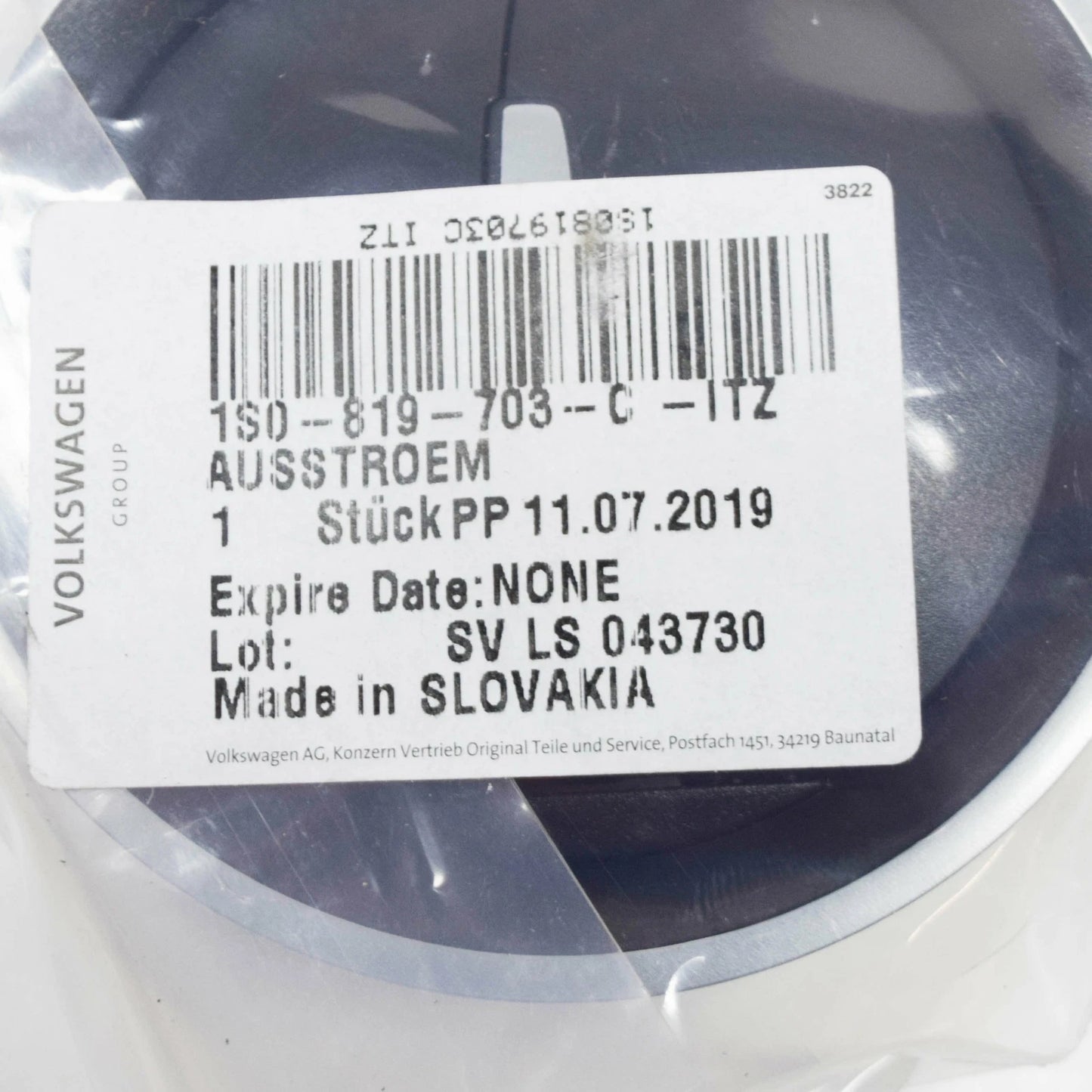 NEW VOLKSWAGEN UP DASHBOARD AIR VENT 1S0819703CITZ