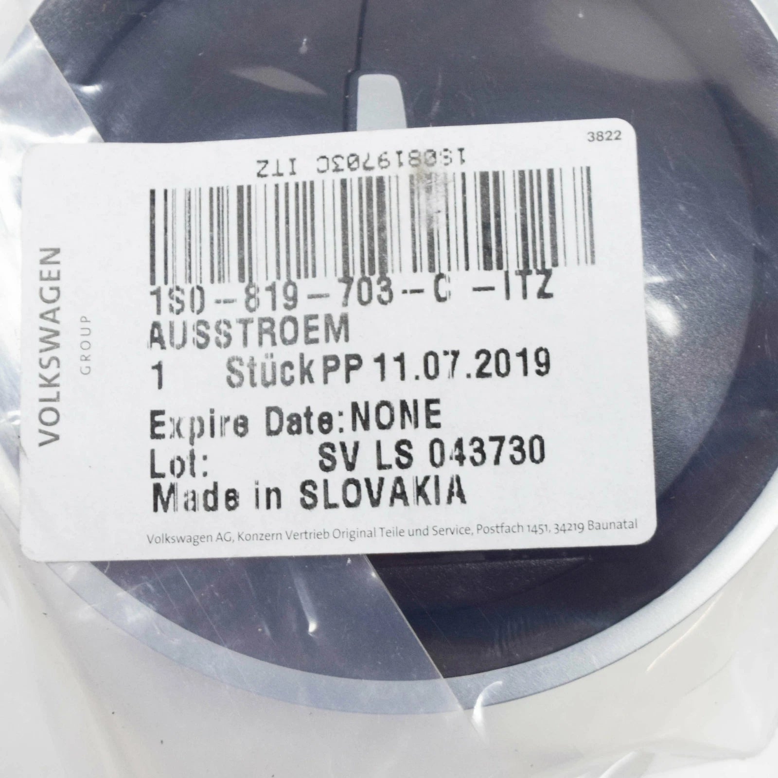 NEW VOLKSWAGEN UP DASHBOARD AIR VENT 1S0819703CITZ