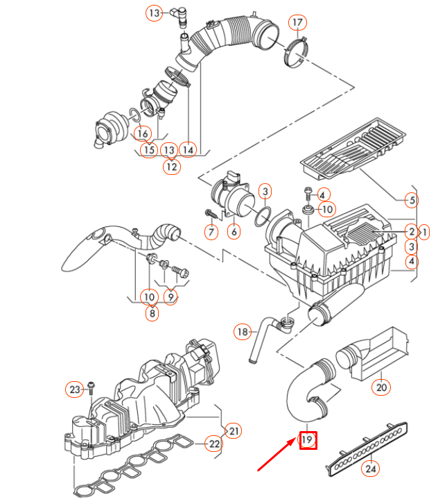 NEW VOLKSWAGEN PASSAT B6 INTAKE AIR DUCT 3C0129618D ORIGINAL