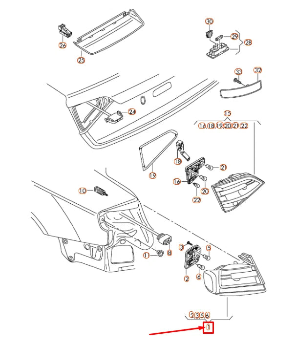 NEW AUDI A4 B8 REAR LEFT OUTER LED TAILLIGHT 8K5945095L ORIGINAL