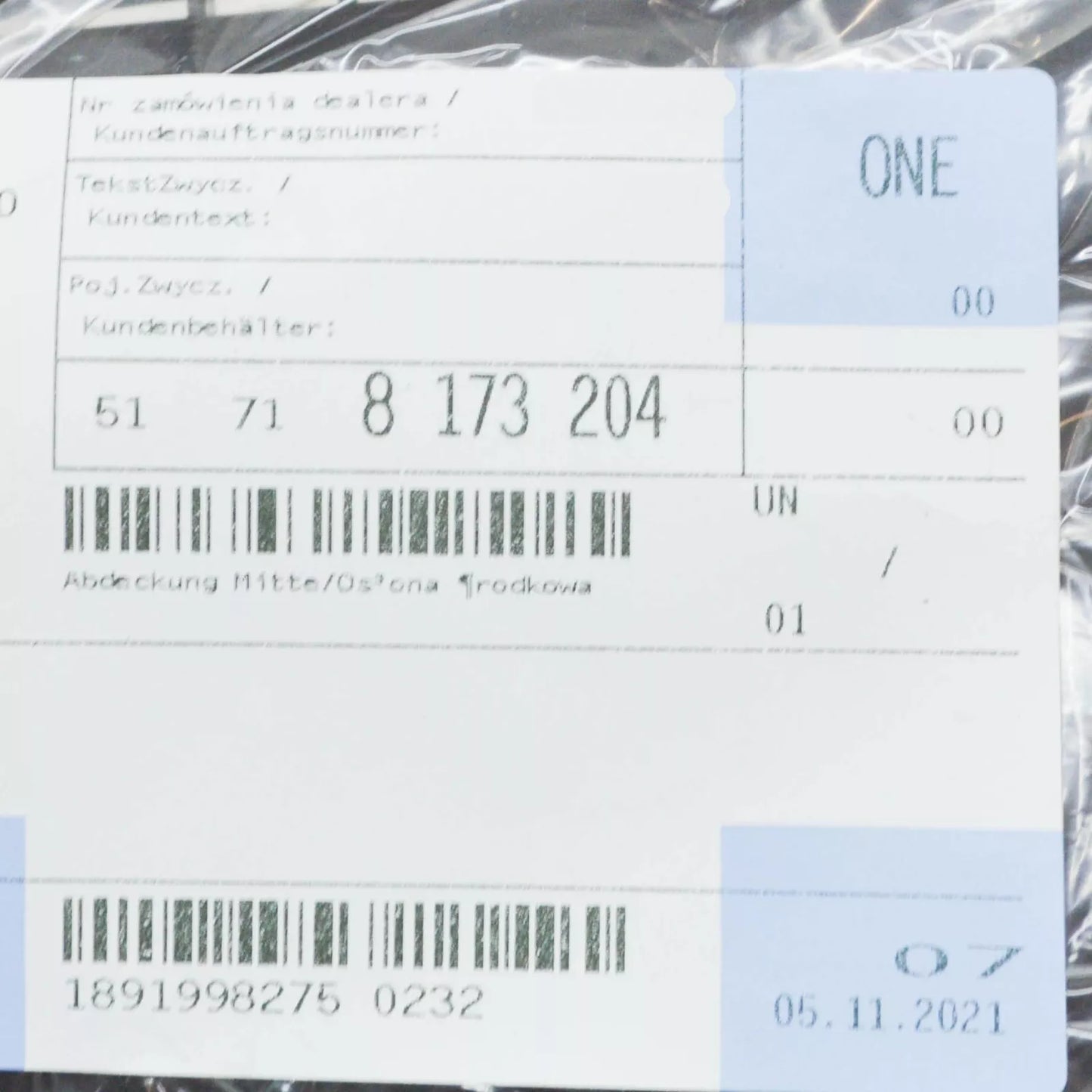 NEW BMW 3 COMPACT E36 REAR CENTER SEAT BELT COVER 51718173204 8173204 ORIGINAL