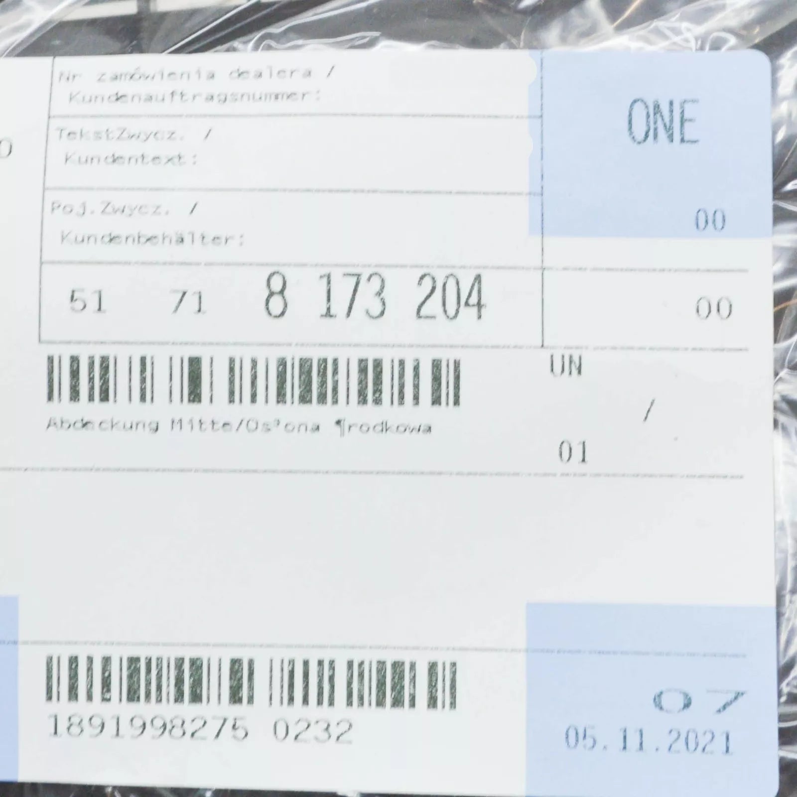 NEW BMW 3 COMPACT E36 REAR CENTER SEAT BELT COVER 51718173204 8173204 ORIGINAL