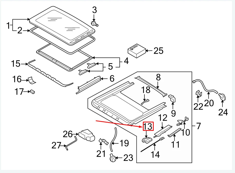 NEW VW JETTA MK6 16 FRONT RIGHT SUNROOF GUIDE 8D5877484 ORIGINAL