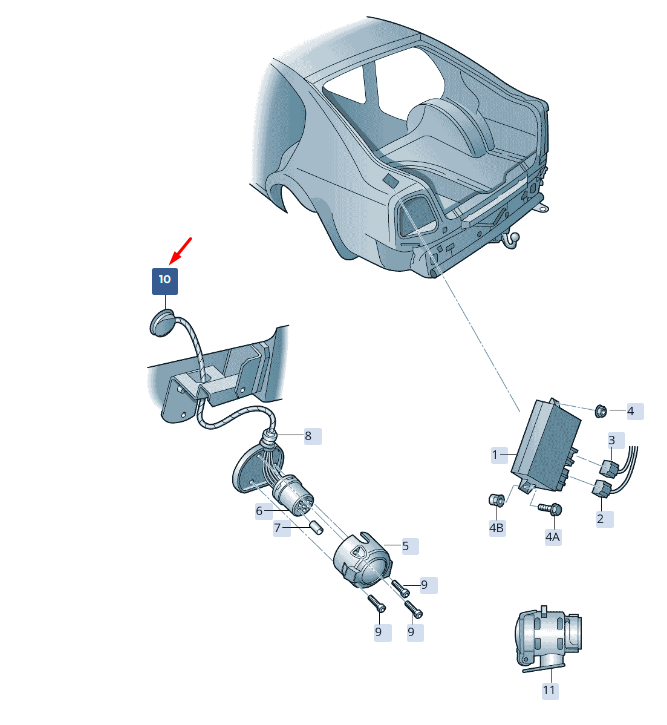 new skoda superb mk3 trailer towing wiring grommet 1j0971913a original
