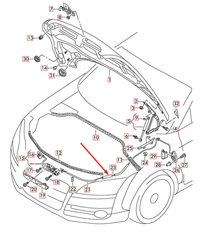NEW AUDI TT 8J BONNET RELEASE CABLE RHD 8J2823535B ORIGINAL