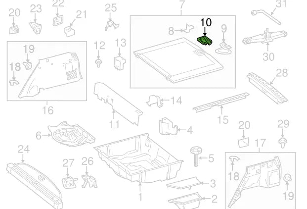 NEW MERCEDES-BENZ M W166 TRUNK BOOT CARPET HANDLE A0996800384649051 ORIGINAL