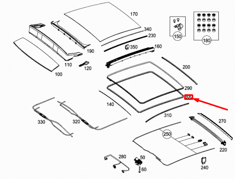 NEW MERCEDES-BENZ A W176 OUTSIDE BONDED SLIDING ROOF SEAL A1767830196 ORIGINAL