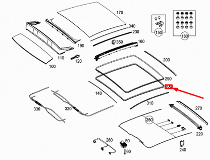 NEW MERCEDES-BENZ A W176 OUTSIDE BONDED SLIDING ROOF SEAL A1767830196 ORIGINAL