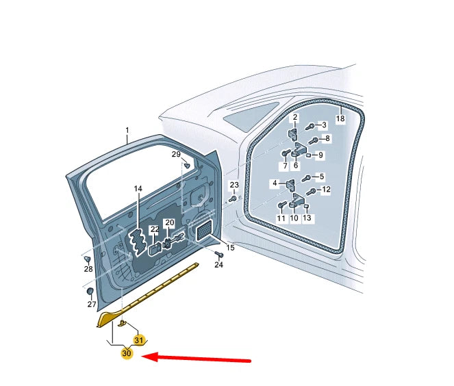 NEW VOLKSWAGEN ID.3 E11 FRONT RIGHT DOOR JOINT SEAL 10A837652 ORIGINAL