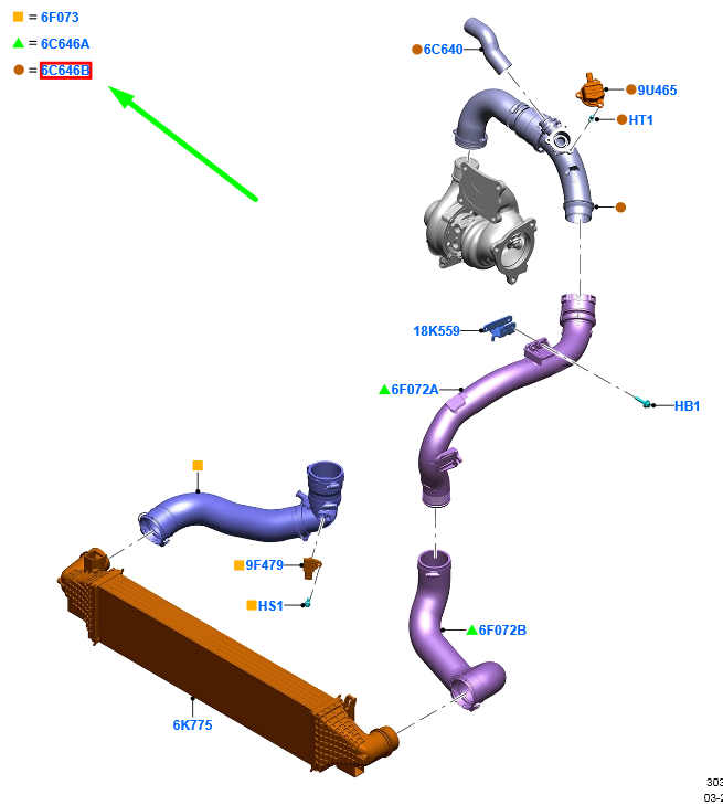 new ford kuga mk3 intercooler air duct 2531165 lx61-9p437-db original