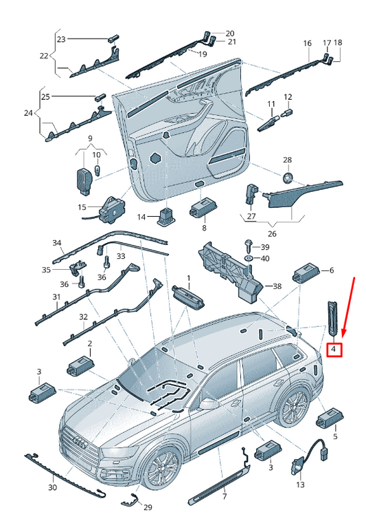 NEW AUDI Q7 4M REAR TRUNK INTERIOR LIGHTING 4M0947169JN5 4M0947169 JN5 ORIGINAL