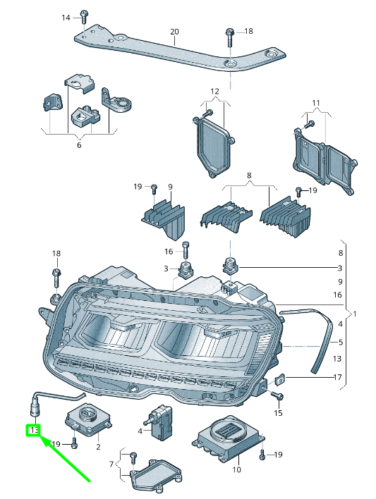 new vw tiguan ad mk2 front right headlight breather line 5na998718 original