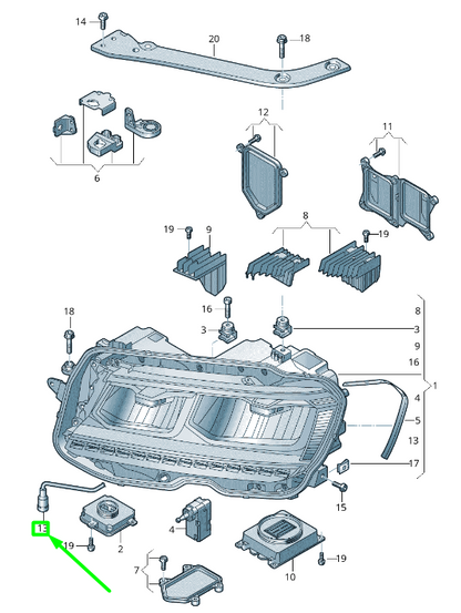 new vw tiguan ad mk2 front right headlight breather line 5na998718 original