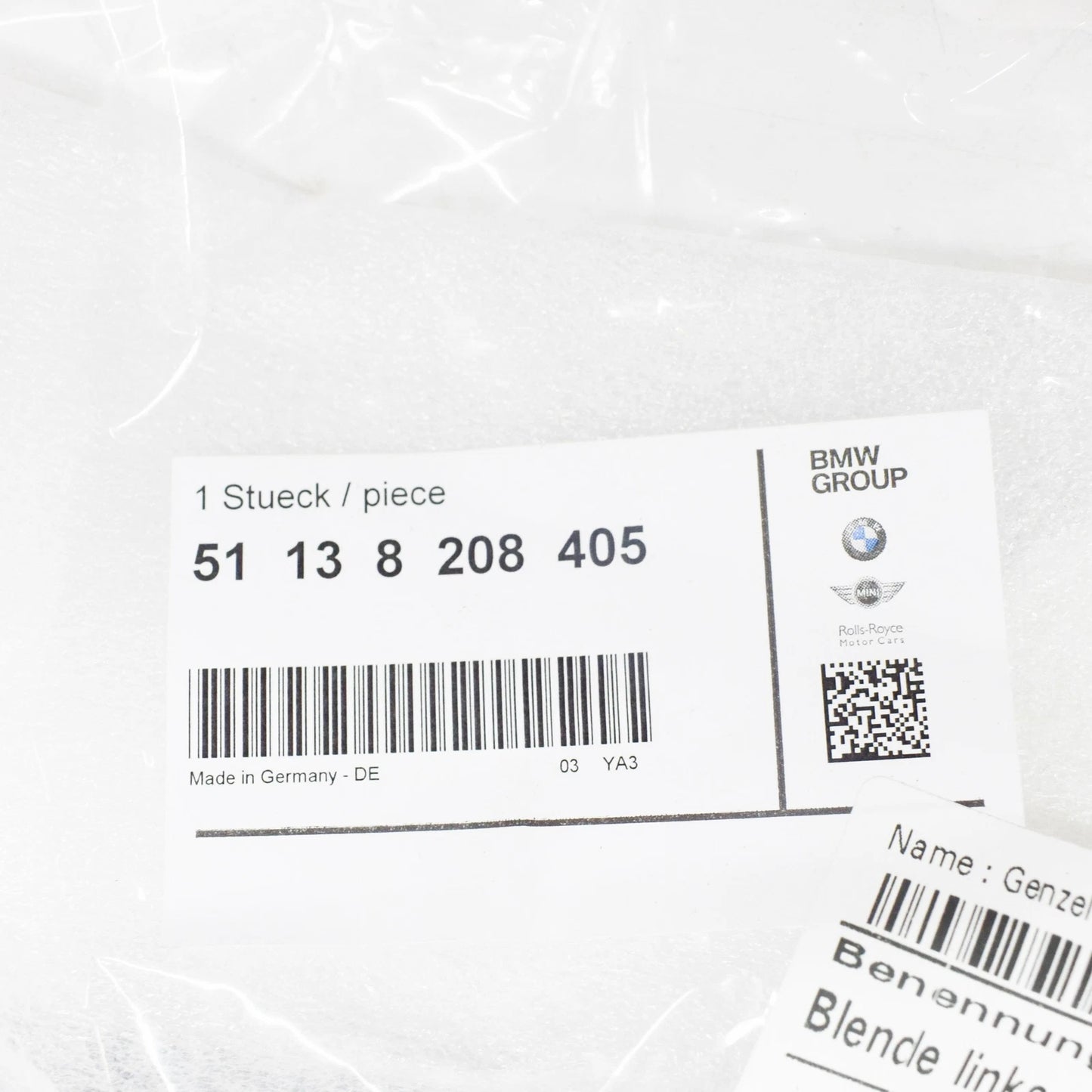 NEW BMW 7 E38 LEFT EXTERIOR DOOR C PILLAR TRIM 51138208405 8208405 ORIGINAL