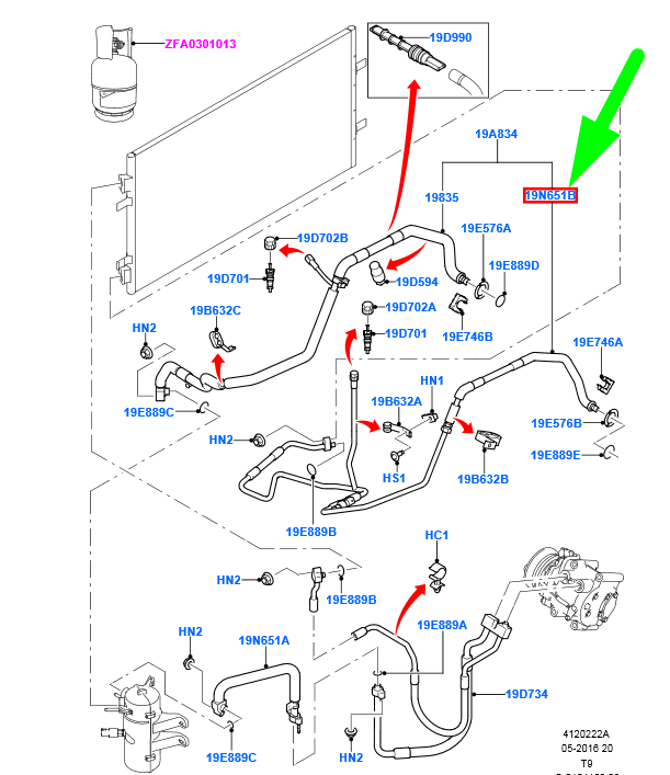 new ford transit mk3 a/c system tube assy 1385943 6c11-19n651-cc original