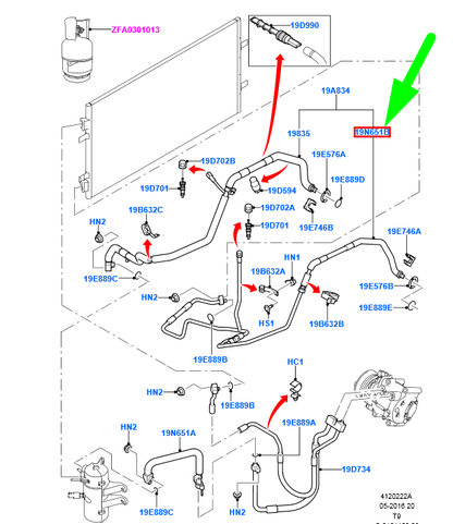 new ford transit mk3 a/c system tube assy 1385943 6c11-19n651-cc original