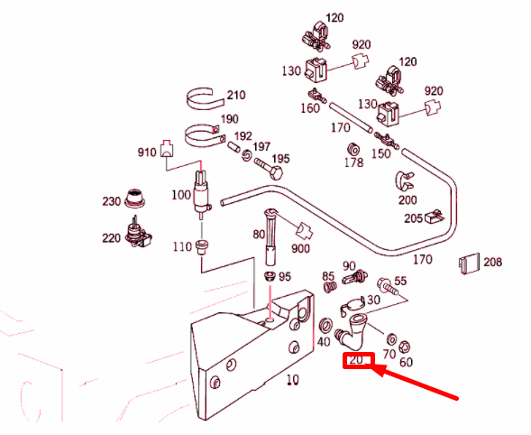 NEW MERCEDES-BENZ G W463 WASHER SYSTEM RESERVOIR FITTING A4638690266 ORIGINAL