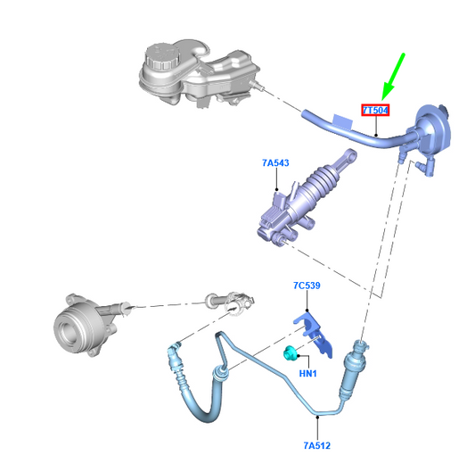new ford ranger t6 mk1 clutch master cylinder hose assy lhd 2419563 original
