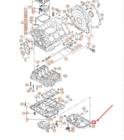 NEW AUDI A4 B7 ENGINE LOWER OIL PAN 06E103604F ORIGINAL