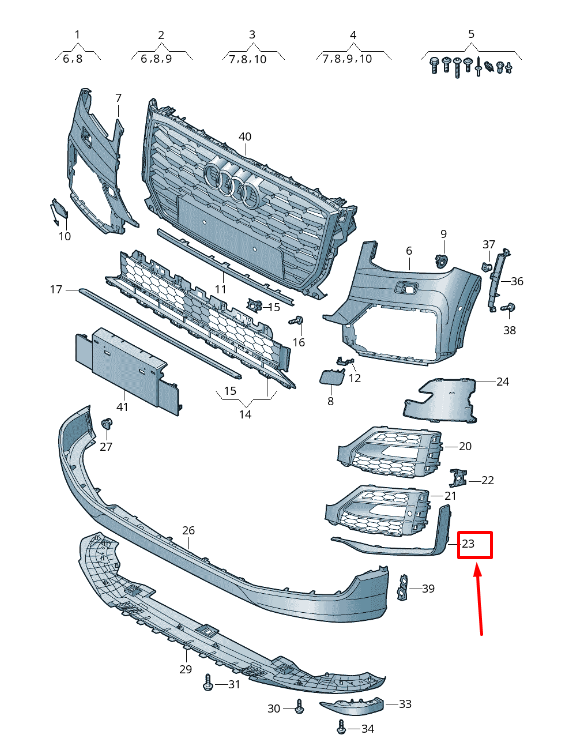 NEW AUDI Q2 GA FRONT RIGHT BUMPER TRIM 81A853054RN4 ORIGINAL