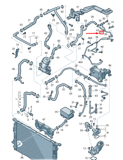 new audi a6 avant c7 engine coolant return line 059121492ab original