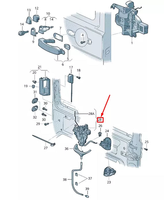 NEW VW CADDY III FURGON 2K MK3 REAR RIGHT DOOR LOCK 2K5843654C ORIGINAL