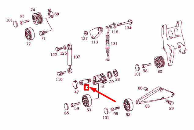 NEW MB S W140 TIMING COVER TIGHTENER LEVER BEARING JOURNAL A6062020120 ORIGINAL