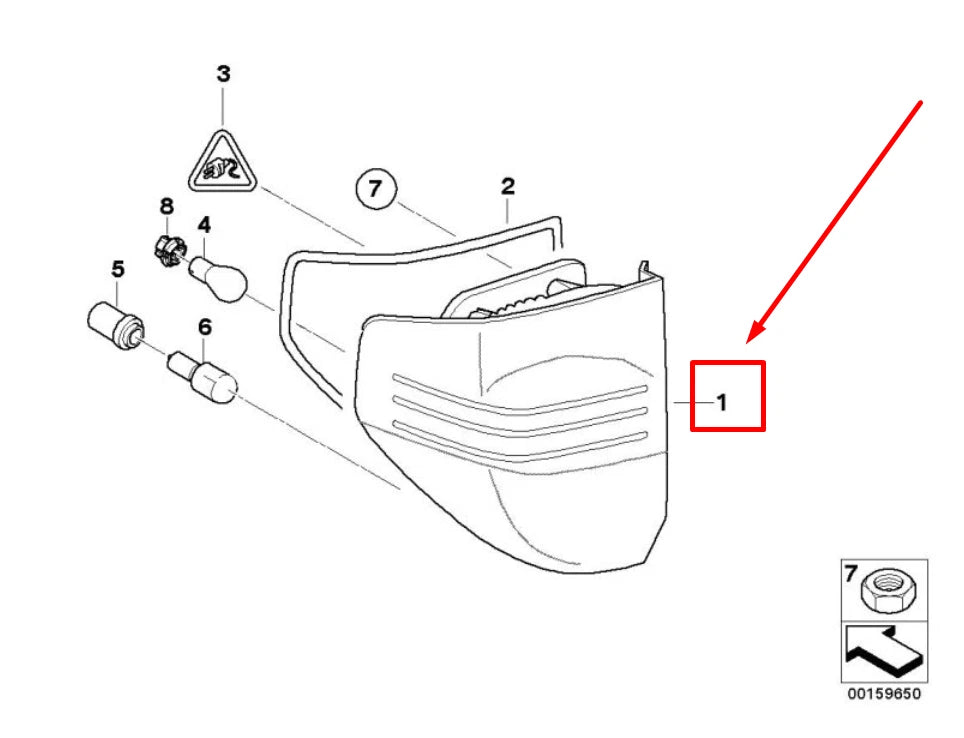 NEW BMW X3 E83 REAR RIGHT TAILLIGHT 7162212 63217162212 ORIGINAL