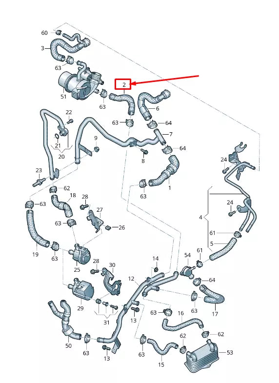 NEW AUDI Q3 8U REAR HVAC HEATER HOSE 5Q0122157CK ORIGINAL