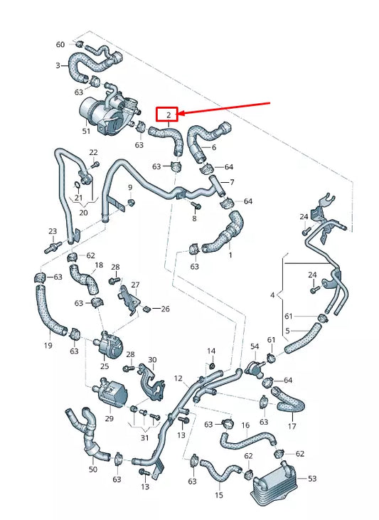 NEW AUDI Q3 8U REAR HVAC HEATER HOSE 5Q0122157CK ORIGINAL