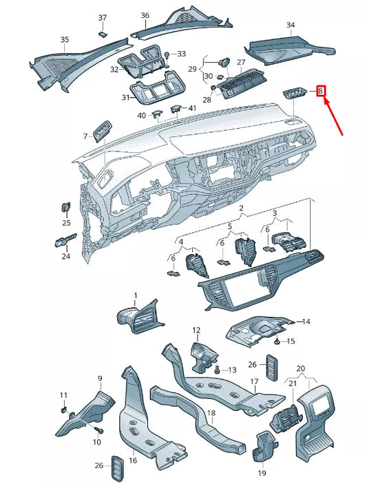 NEW VW T-ROC A11 RIGHT DASHBOARD DOOR WINDOW AIR VENT LHD 2GA81970681U