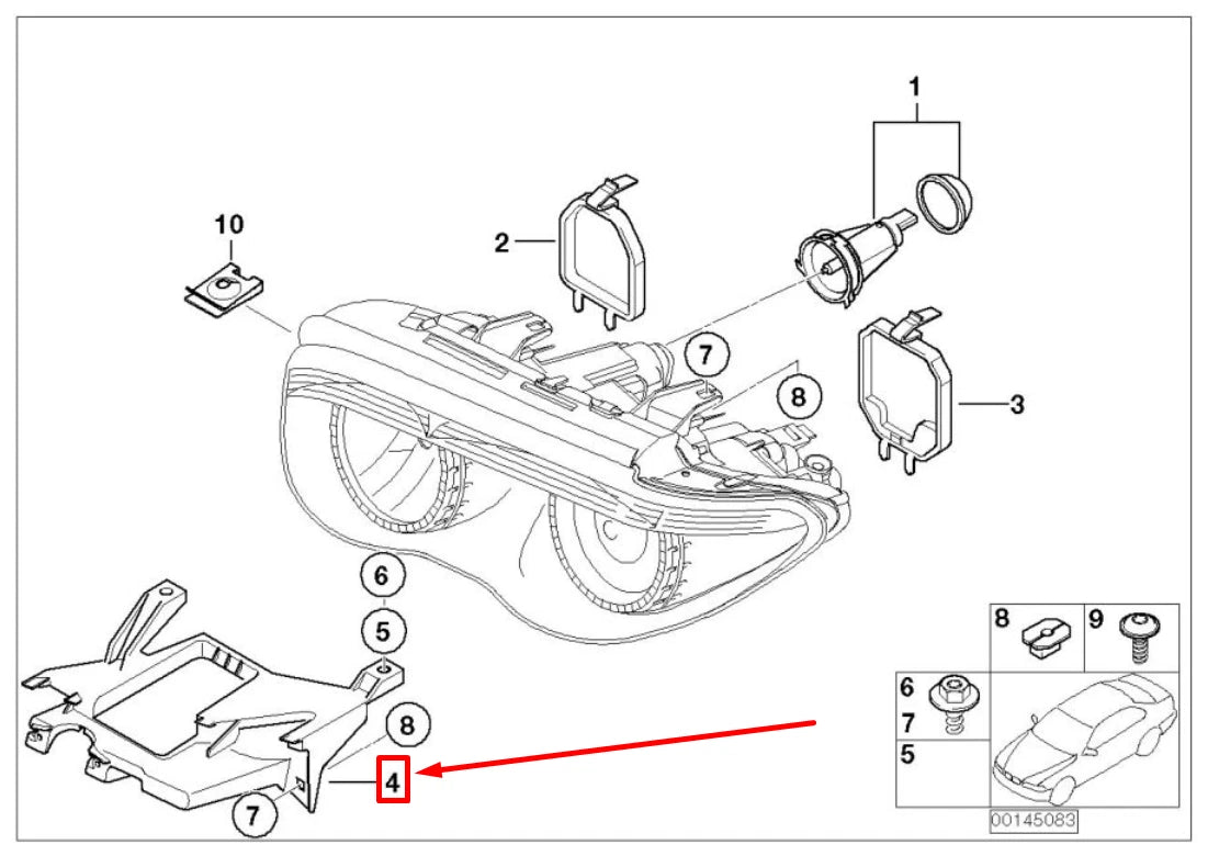 NEW BMW 7 E65, E66, E67 RIGHT HEADLIGHT BRACKET 7162090 63117162090 ORIGINAL