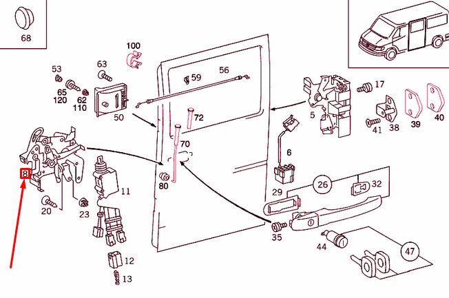 NEW MB SPRINTER 903 REAR DOOR SIDE INNER DOOR LOCK A9017302235 ORIGINAL